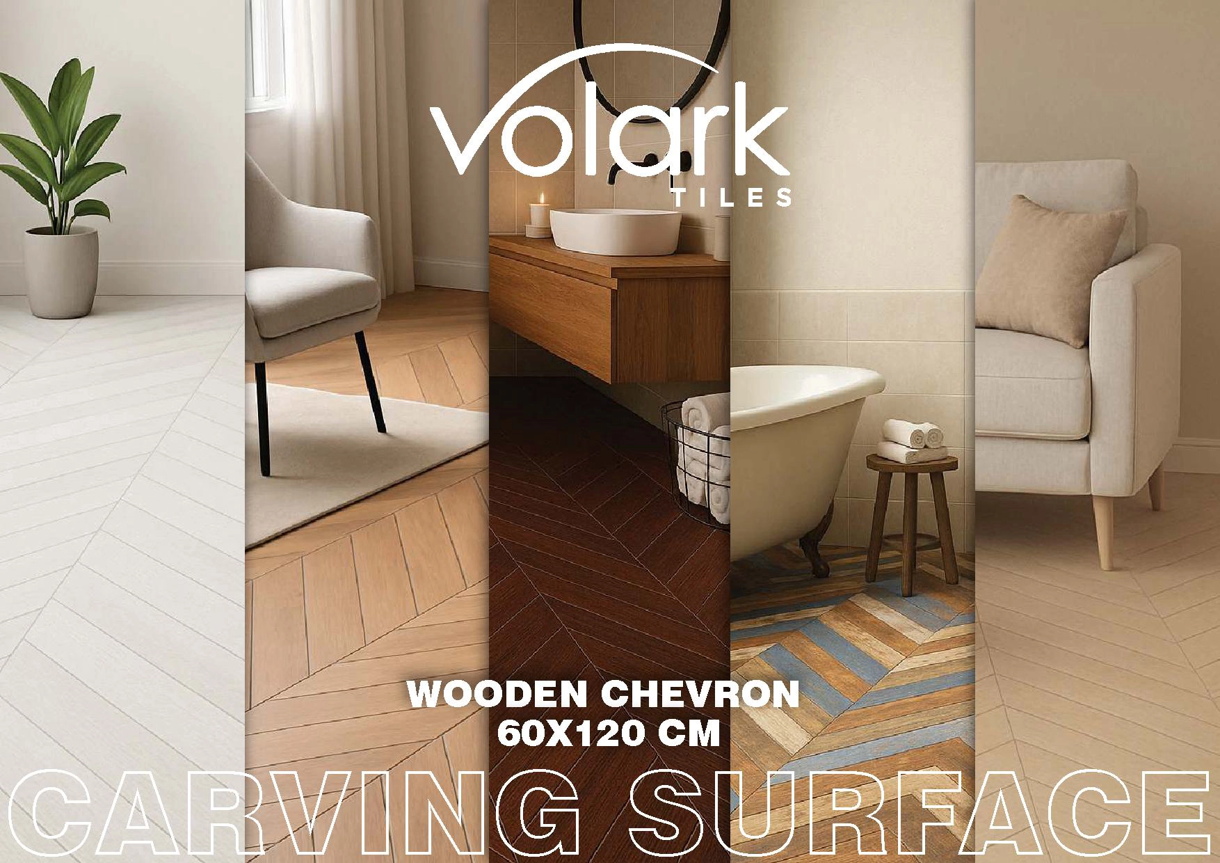 VOLARK TILES 60X120 CM WOODEN CHEVRON