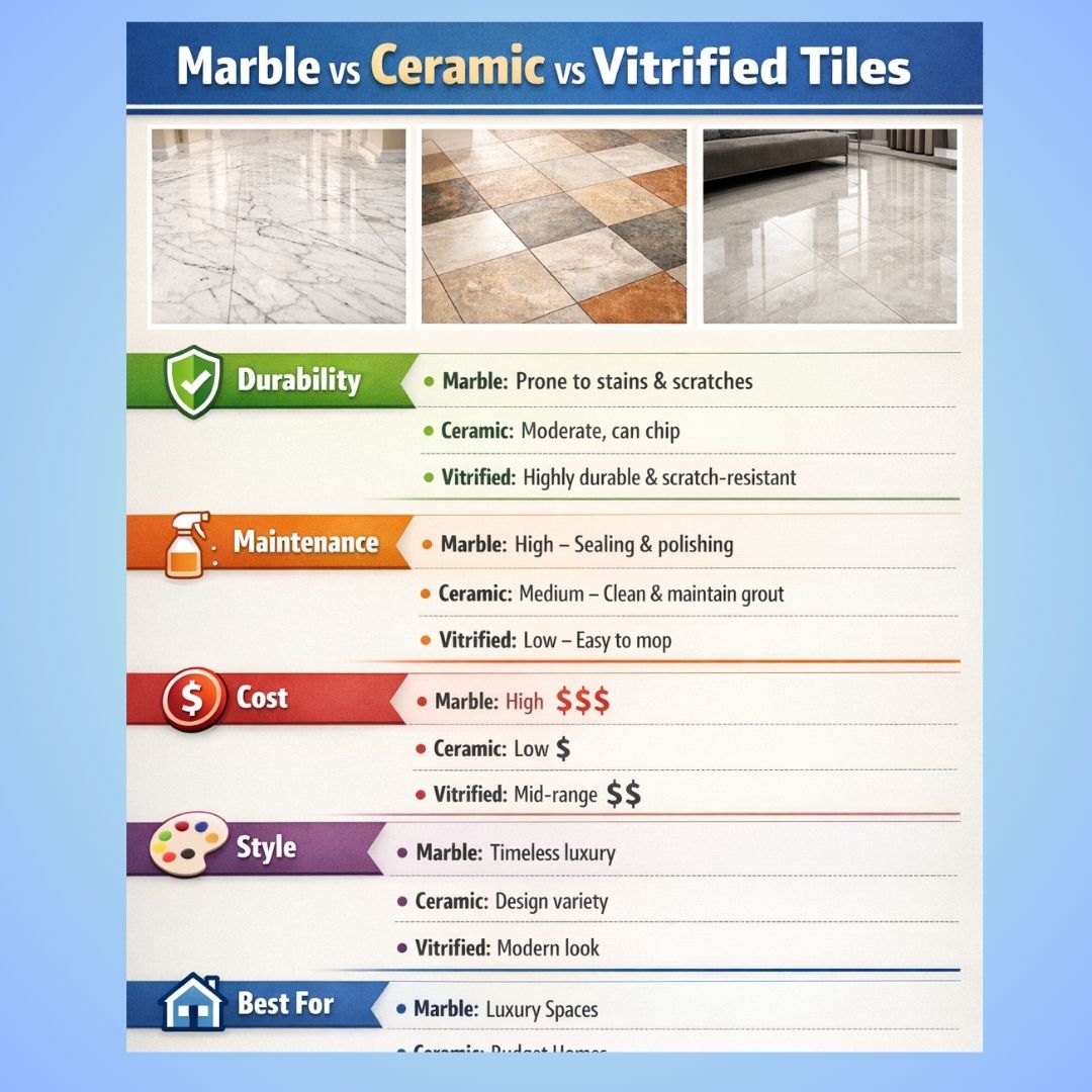 which is better for your home marble ceramic or vitrified-tiles
